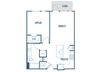 One bedroom one bathroom floorplan image at Jada Legacy Central Apartments in Plano, TX